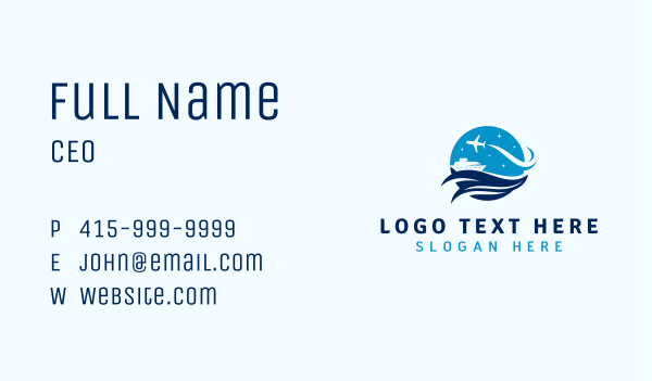 Cruise & Airplane Trip Business Card Design Image Preview