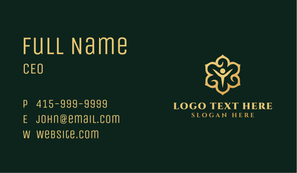 Golden Yoga Flower Business Card Design Image Preview