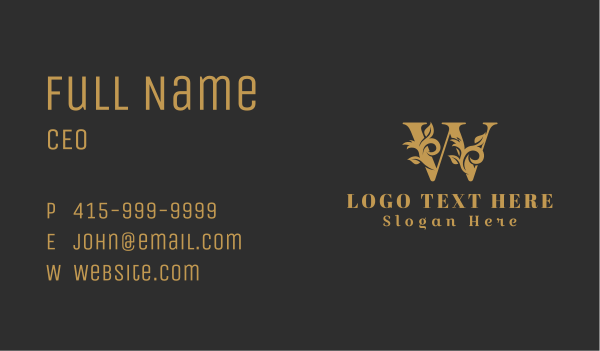 Golden Plant Letter W Business Card Design Image Preview