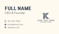 Lawyer Pillar Letter K Business Card Image Preview