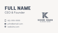 Lawyer Pillar Letter K Business Card Image Preview