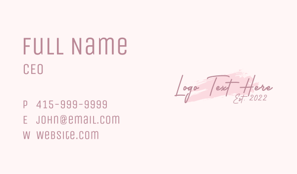 Pink Feminine Script Business Card Design Image Preview