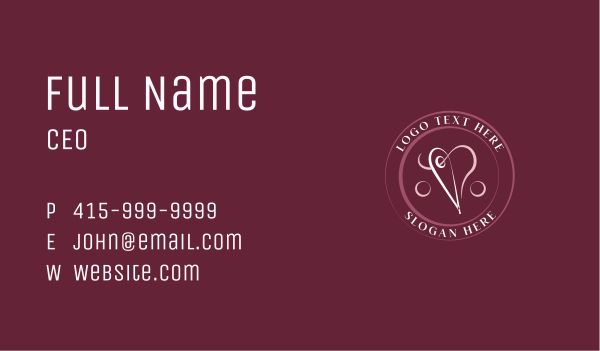 Needle Heart Tailoring Business Card Design Image Preview