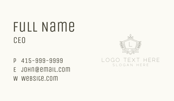 Crown Shield Wreath Lettermark Business Card Design Image Preview