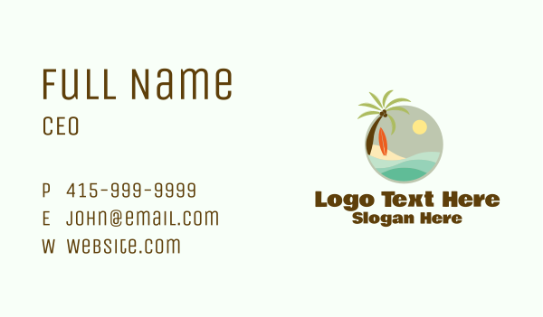 Wave Surf Beach Business Card Design Image Preview