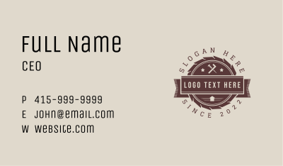 Brown Carpentry Tools Business Card Image Preview