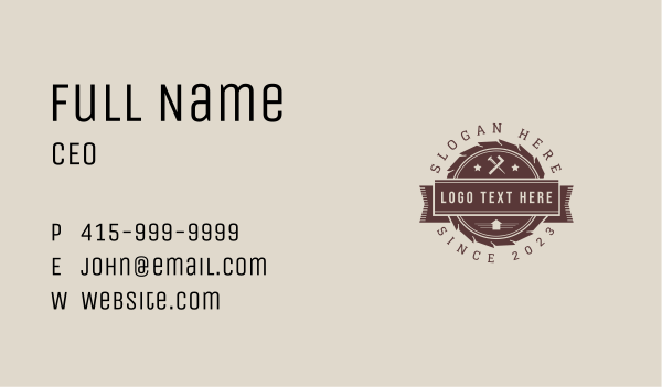 Brown Carpentry Tools Business Card Design Image Preview