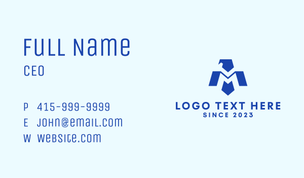 Blue Eagle Letter M Business Card Design Image Preview