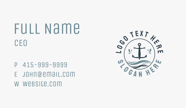 Anchor Marine Wave Business Card Design Image Preview