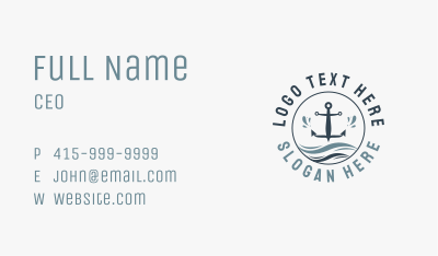Anchor Marine Wave Business Card Image Preview