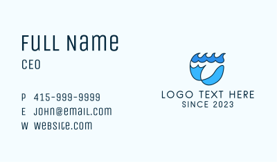 Fish Sea Waves  Business Card Image Preview