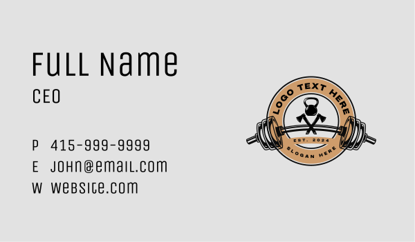 Fitness Barbell Axe Business Card Design Image Preview