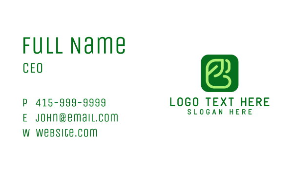 Eco Leaf Letter B App Business Card Design Image Preview