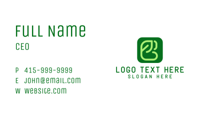 Eco Leaf Letter B App Business Card Image Preview
