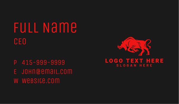 Red Wild Bull Business Card Design Image Preview