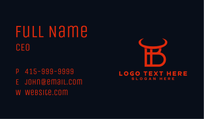 Red Horn Letter B   Business Card
