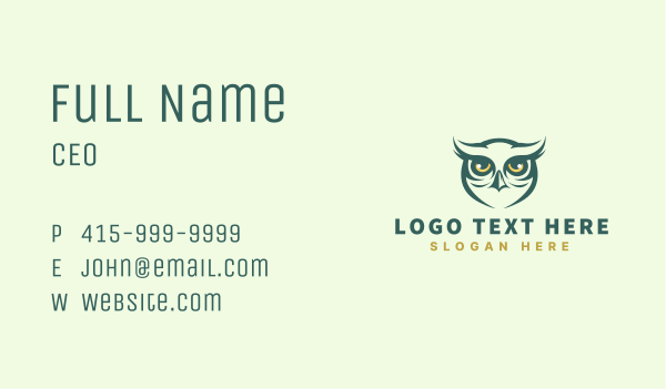 Nocturnal Zoo Owl  Business Card Design Image Preview