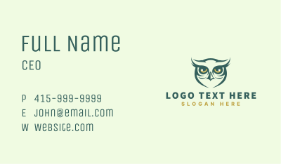 Nocturnal Zoo Owl  Business Card Image Preview