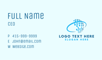 Blue Pixel Globe Business Card Image Preview