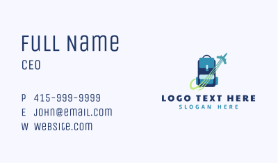 Backpack Plane Travel Business Card Image Preview
