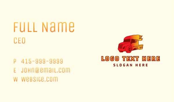 Blazing Trailer Truck Business Card Design Image Preview