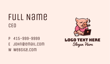 Working Laptop Pig  Business Card