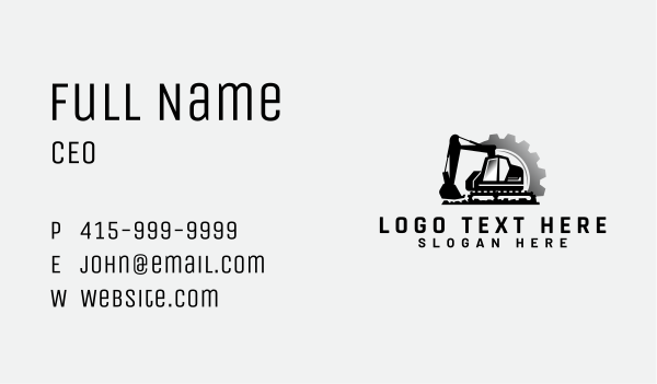 Excavator Machinery Gear Business Card Design Image Preview
