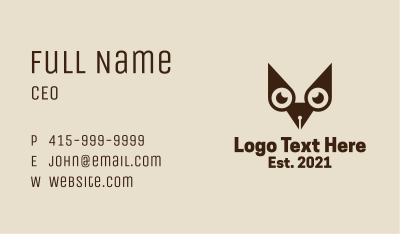 Owl Writer Pen Business Card