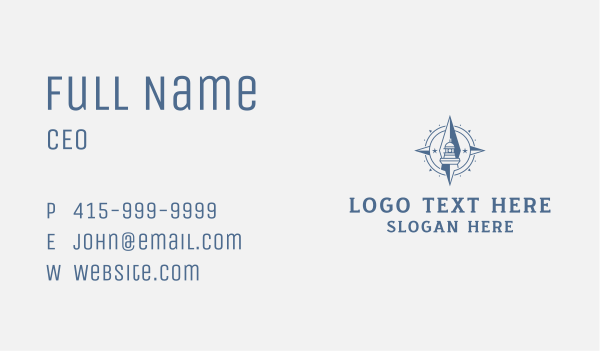 Lighthouse Compass Navigation Business Card Design Image Preview