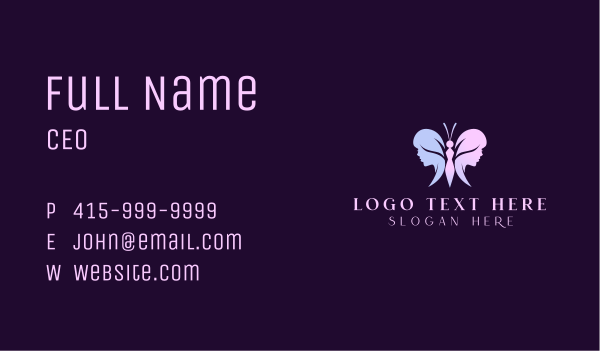 Butterfly Woman Beauty Business Card Design Image Preview