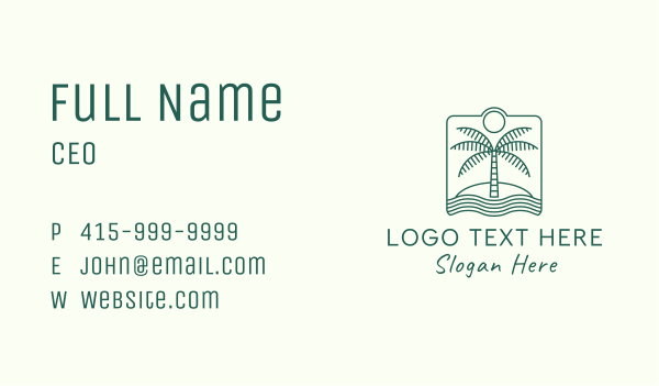 Palm Tree Beachside Business Card Design Image Preview