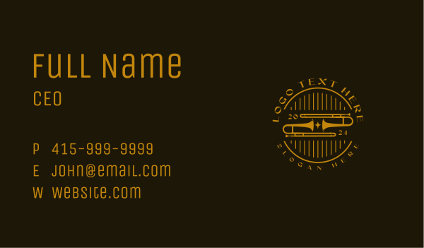 Musical Instrument Trombone Business Card Design Image Preview