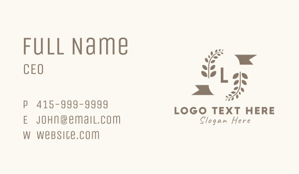 Dry Leaves Badge Letter Business Card Design Image Preview