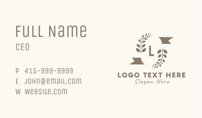 Dry Leaves Badge Letter Business Card Image Preview