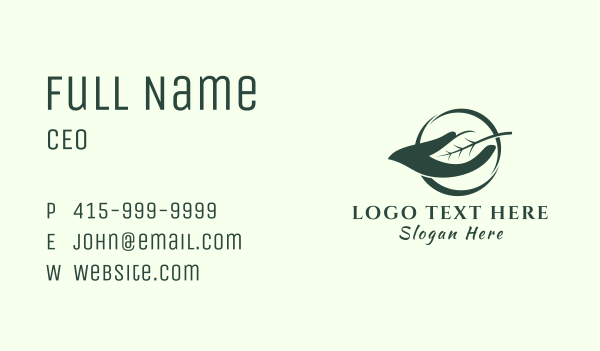 Eco Leaf Hand Business Card Design Image Preview