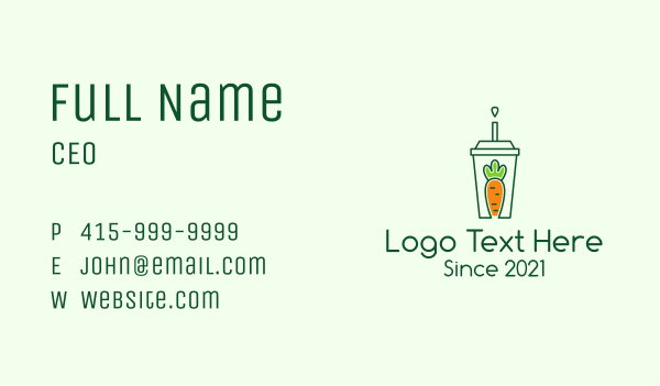 Healthy Carrot Drink Business Card Design Image Preview