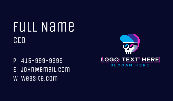 Pixelated Skull Sunglasses Business Card Design Image Preview