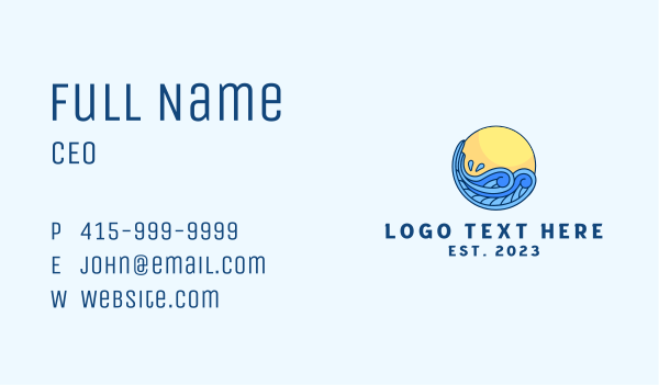 Tropical Beach Splash  Business Card Design Image Preview