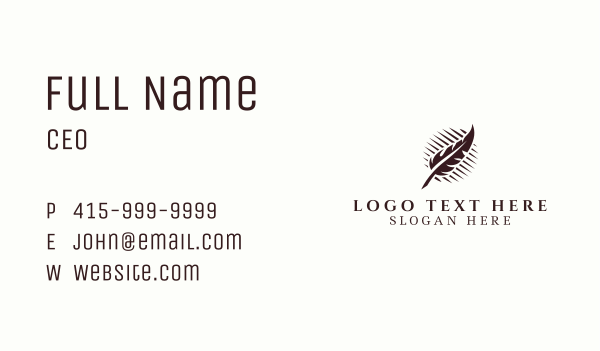 Feather Writing Pen Business Card Design Image Preview