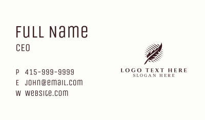 Feather Writing Pen Business Card Image Preview