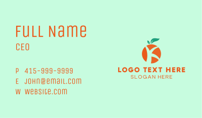 Orange  Letter K Business Card Image Preview