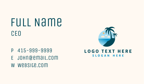 Palm Tree Summer Business Card Design Image Preview