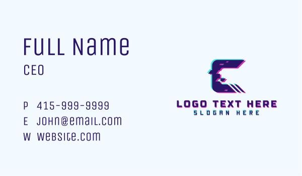 Cyber Glitch Letter C Business Card Design Image Preview