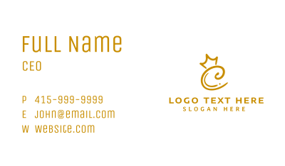 Golden Royal Crown Letter C  Business Card Image Preview