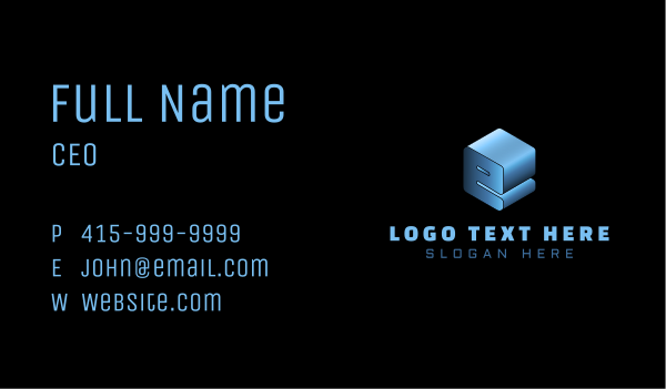 3D Cube Letter E Business Card Design Image Preview