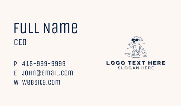 Dog Sunglasses Surfing  Business Card Design Image Preview
