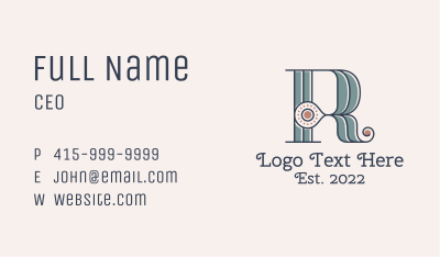 Ethnic Letter R Business Card