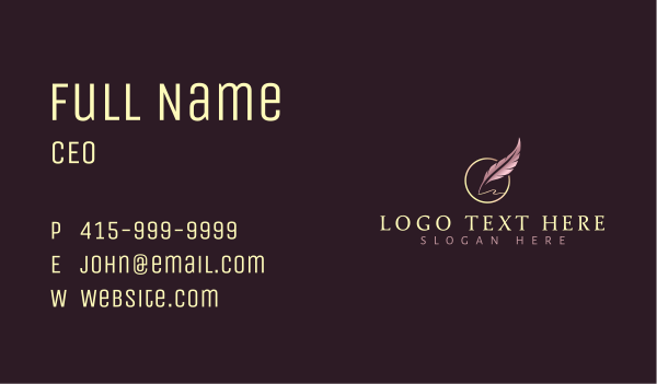 Quill Writing Pen Business Card Design Image Preview