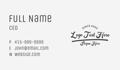 Vintage Script Wordmark Business Card Image Preview