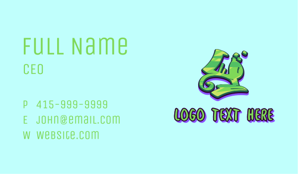 Green Graffiti Art Number 4 Business Card Design Image Preview